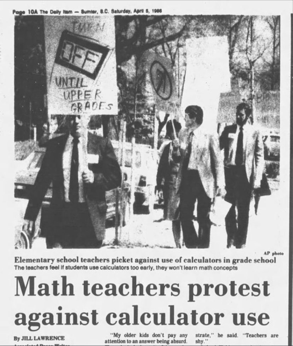 Math Teachers on Protests in 1988