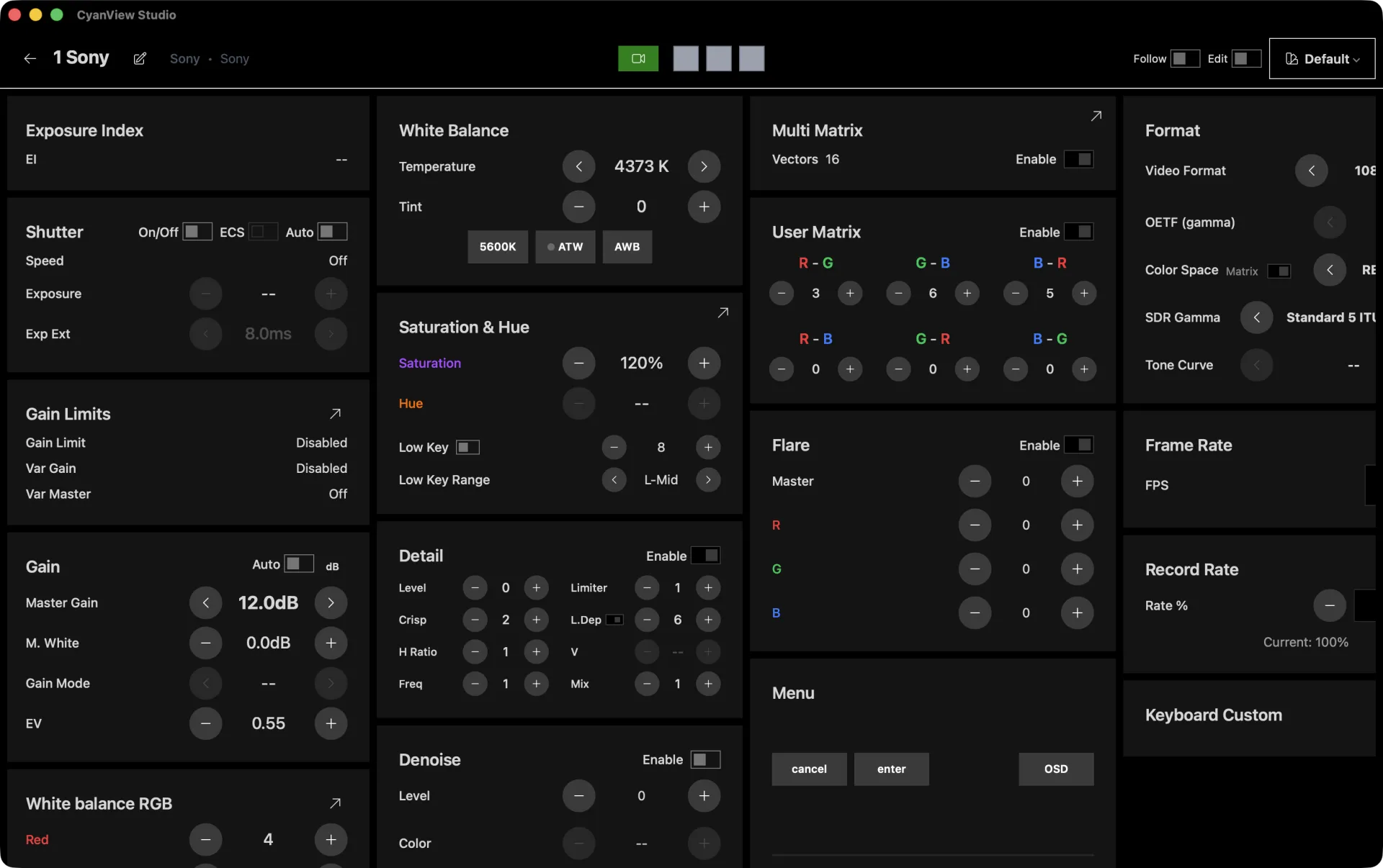 Dashboard controls